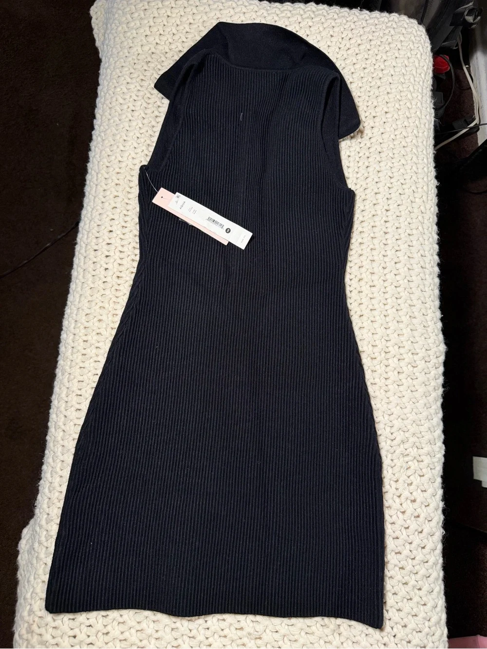 Aqua Black Sleeveless V-Neck Collar Mini Dress